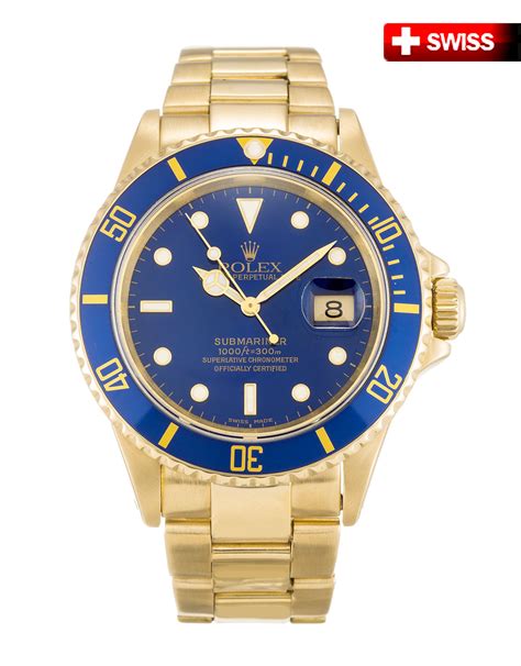 replica rolex submariner 16618|Rolex 16618 gold submariner blue.